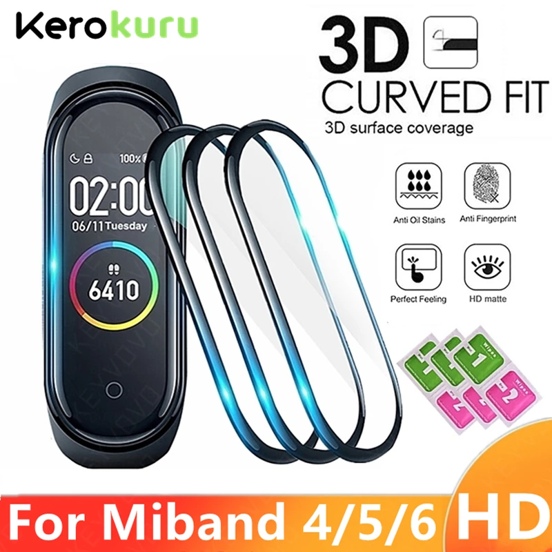 1 uds/2 uds/3 uds/5 uds de vidrio Protector para Xiaomi Mi banda 4 5 6 Protector de pantalla para Mi Band 6 5 4 cubrir inteligente reloj de 6 4 5