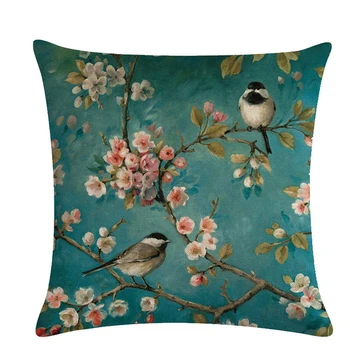 

Flower Pattern Cushion Cover Home Decor Spring Decorative Pillowcase Throw Pillow Case 45*45 Cm Linen Car Sofa Bed
