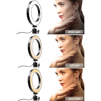 

Tripod Phone Holder Clip With Led Ring Light Camera Photography Annular Lamp Studio Ringlight For Youtube Makeup Phone Selfie