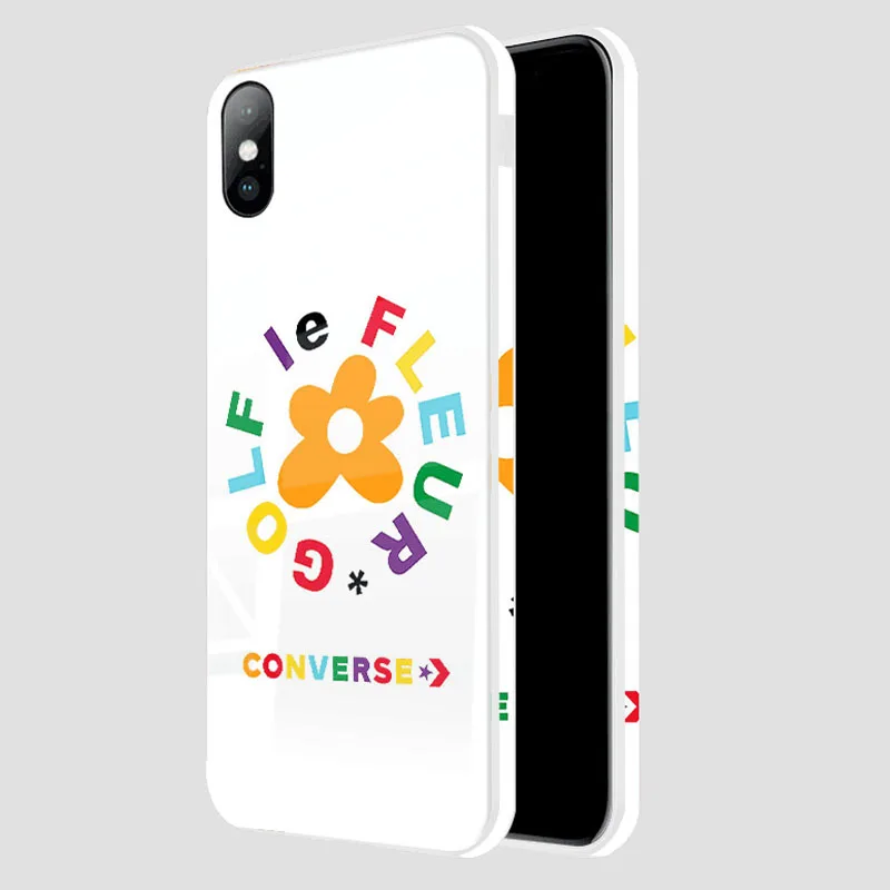 

For iPhone 7 8 Plus XS Max XR Xs Letter Phone Cases For iPhone X 8 7 6 6S Plus Tempered glass caseFlower Case
