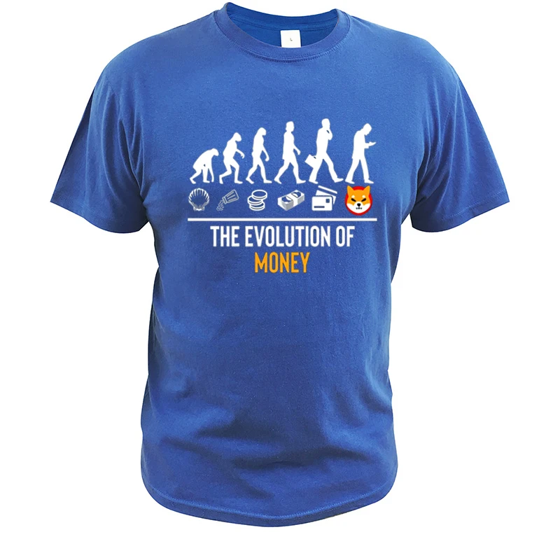 The Evolution of Money SHIB Crypto T Shirt Shiba Inu Holder T-Shirt Fitness Crewneck Homme EU Size 100% Cotton Tops Tee