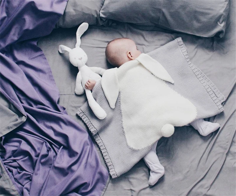 Одеяла для новорожденных; пеленка для малышей; вязаная теплая пеленка для сна; детское постельное белье с заячьими ушками; детское банное полотенце