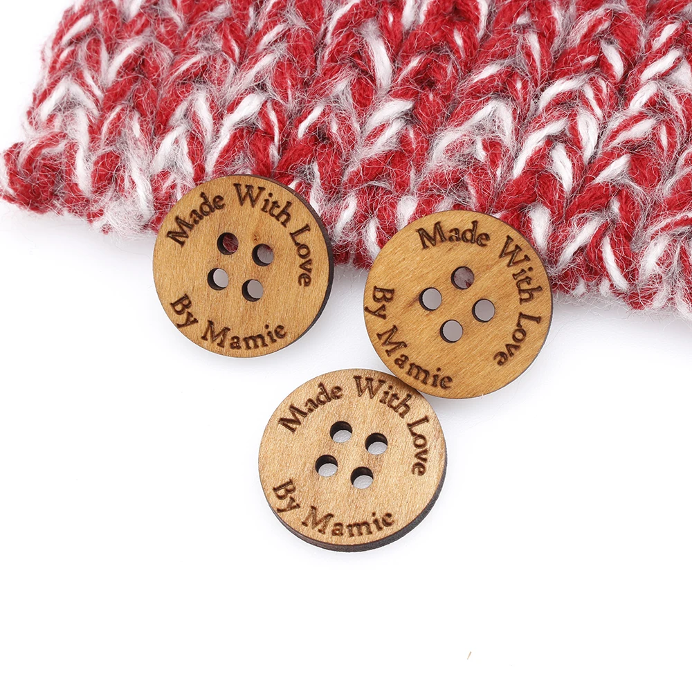 

Custom wooden buttons, knitted and crocheted items, buttons ,Custom Design, wooden, personalized Name (MK3211)