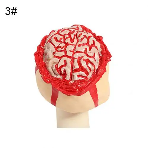 SANWOOD реалистичные Хэллоуин открытый мозги кровоизлияния резиновая голова Кепка шапка страшные вечерние Шапки Реквизит - Цвет: 3