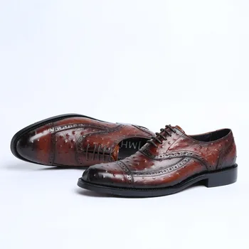 

Men's Leather Shoes Lace-up Business Formal Wear Leather Shoes Men's Pointed Toe -Style Cowhide Leather Oxfords