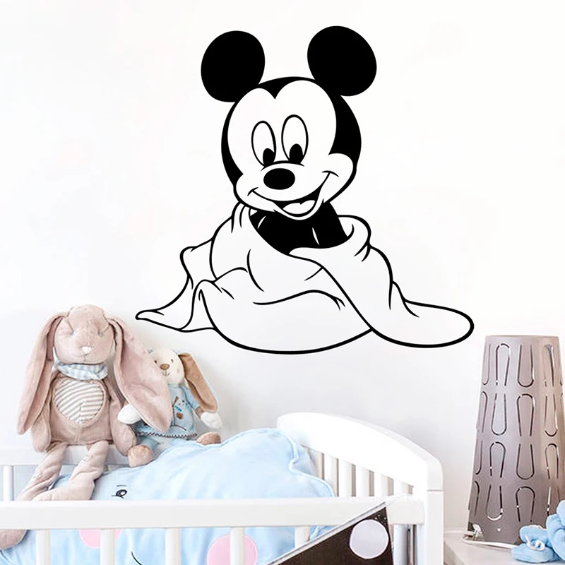 Cartoon Mickey Mouse Wall Stickers Self Adhesive Vinyl Wallpaper For Kids Baby's Rooms Decals Creative Sticker Adesivo De Parede