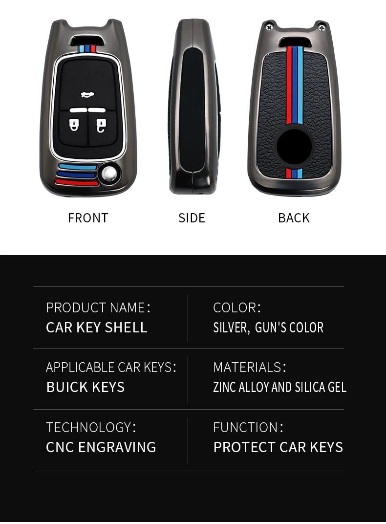 Custodia in lega di zinco per auto custodia per telecomando portachiavi per Chevrolet Cruze Malibu Camaro Impala Equinox Trax GMC Buick Chevy - Hc3ae58e7528e4a5c81bfe1178a0497e8a