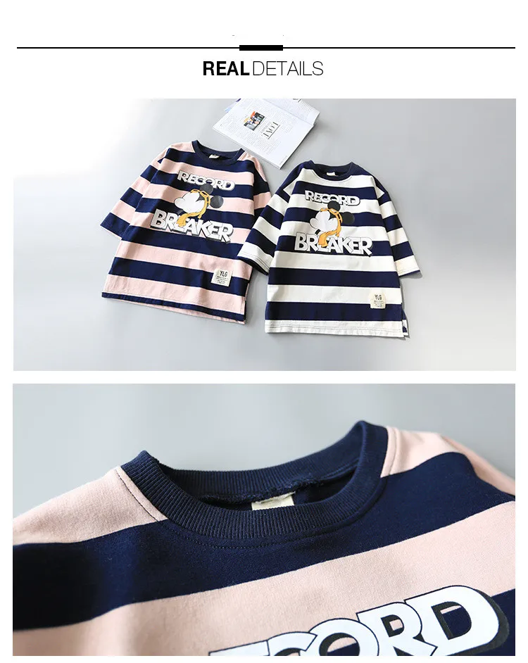Mickey T-shirt Baby Girl Clothes Autumn New Fashion Long Sleeve Tees Tops Kids Clothes Children Catoon Mickey Striped Girl Tops