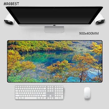

MRGBES Mouse Pad Large Turquoise Lake Precision Hemming Nature Softy Rubber Full Desk Mats for Notebook Laptop Gamer Mousepad