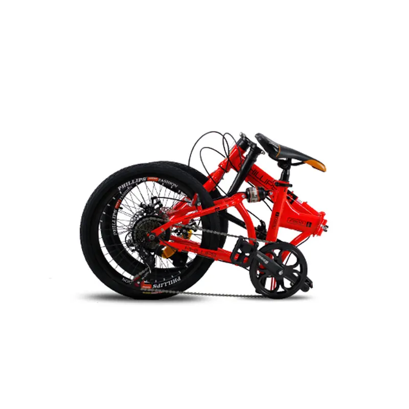 Bike Folding Bicycle 20 Inch Speed Double Disc Brake Shock Absorption Aluminum Alloy Rim Student Adult Men and Women