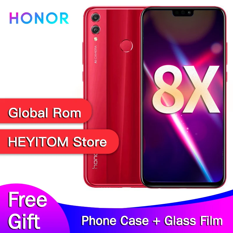 Achat Original honour 8X global rom 6.5 pouces écran 3750mAh batterie double arrière 20MP caméra Android 8.2 multi langue smartphone
