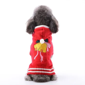 

Cute Bell Dog Sweaters Holiday Festival Costume For Small Medium Dog Pet Cat Winter Knitwear Clothes For Dachshund Corgi