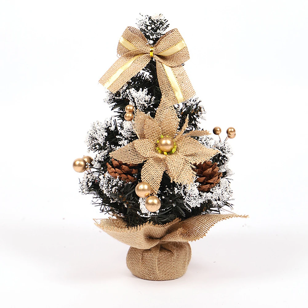 

Christmas Tree decals Desktop Ornament Pinecone Burlap Christmas Decoration with Ribbon Bow in Shop Windows Office Ornament