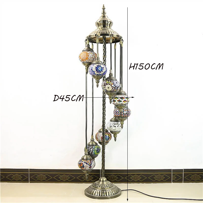 Southeast Asia Vintage Art Floor Lamp Turkish Glass Colored Glaze Flower Floor Chandelier Lamp Living Room Home Deco Floor Light