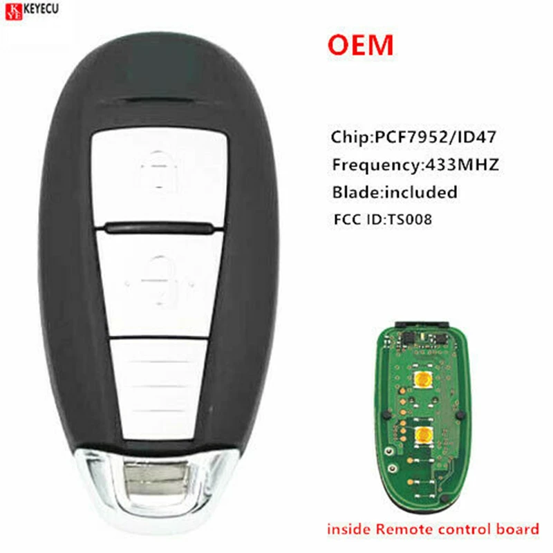 Keyecu OEM 2 кнопки умный ключ карты 433 МГц ID47 чип для Suzuki Swift SX4 Vitara 2010 2011 2012 2013 TS008