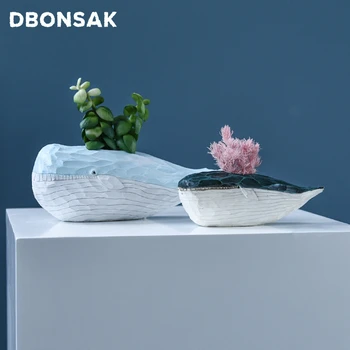 

Cartoon Whale Flower Pot Animal Flower Pot Succulent Plant Pots Bonsai Planter Animal Whale Sculpture Home Decorative Ornaments