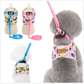 

Small Pet Dog Harness for Dogs Cat Puppy Chihuahua Adjustable Pet Harness with Leash Animal Vest Service Dog Collar Camouflage