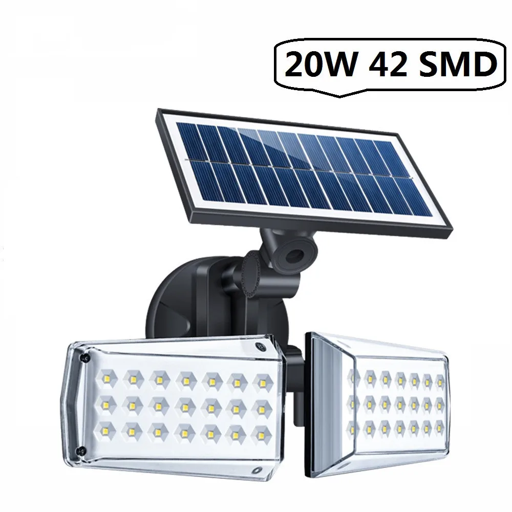 42LED Solar PIR Motion Sensor Light Outdoor Waterproof Remote Control Wall Lamps 