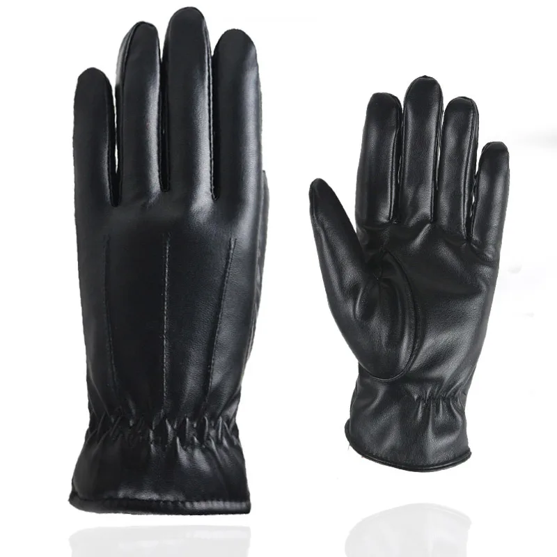 

Fashion Gloves Unisex PU Leather Black Gloves Winter Warm Waterproof Mittens Driving Touch Phone Screen