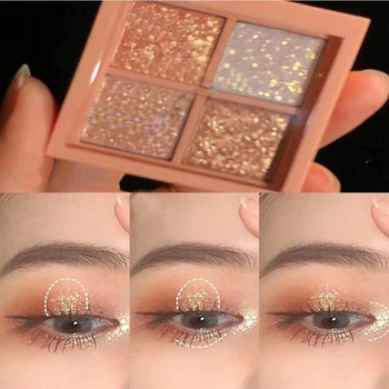 

Wholesa 4 Color Eyeshadow Palette Eyeshadow Pink Diamond Gold Diamond Palette Pearl Sequins Earth Color Ladies Cosmetics M3