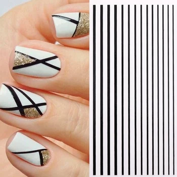 

1 Sheet 3D Nail Stickers Self-adhesive Stripe Shape Nail Decals Stickers Mixed Patterns Transfer Decals DIY Accessories