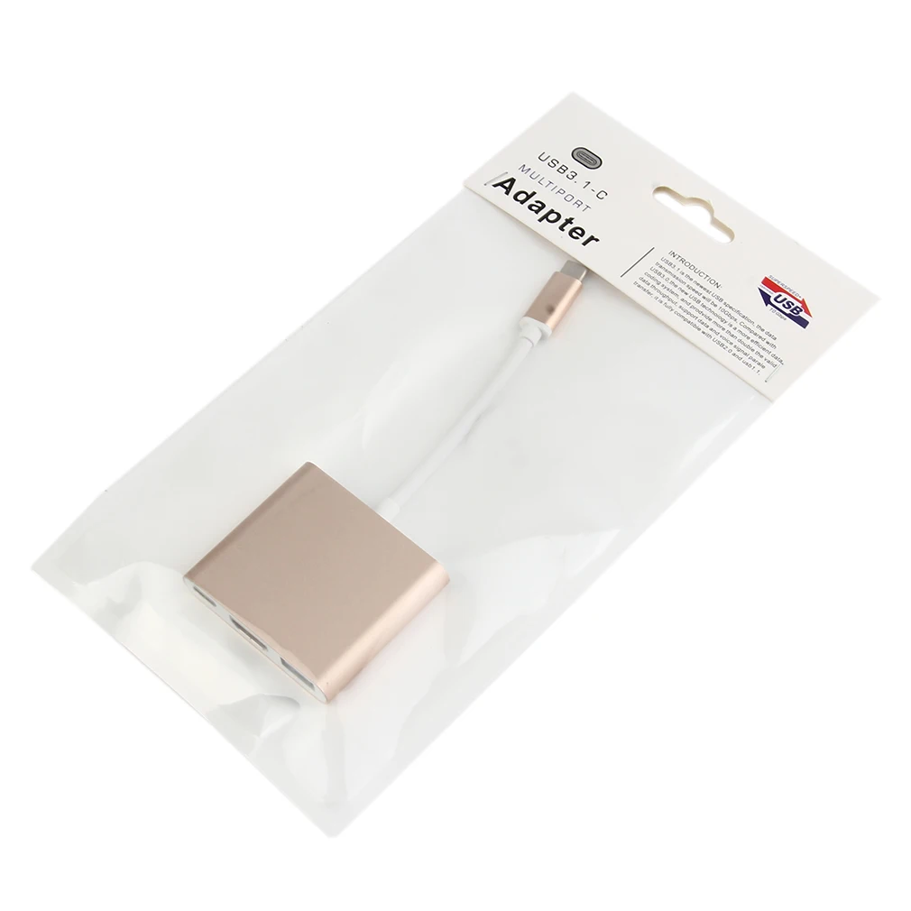 type C USB 3,1-USB-C 4K HDMI USB3.0 адаптер 3 в 1 концентратор для Apple многопортовый полностью алюминиевый металлический чехол-адаптер