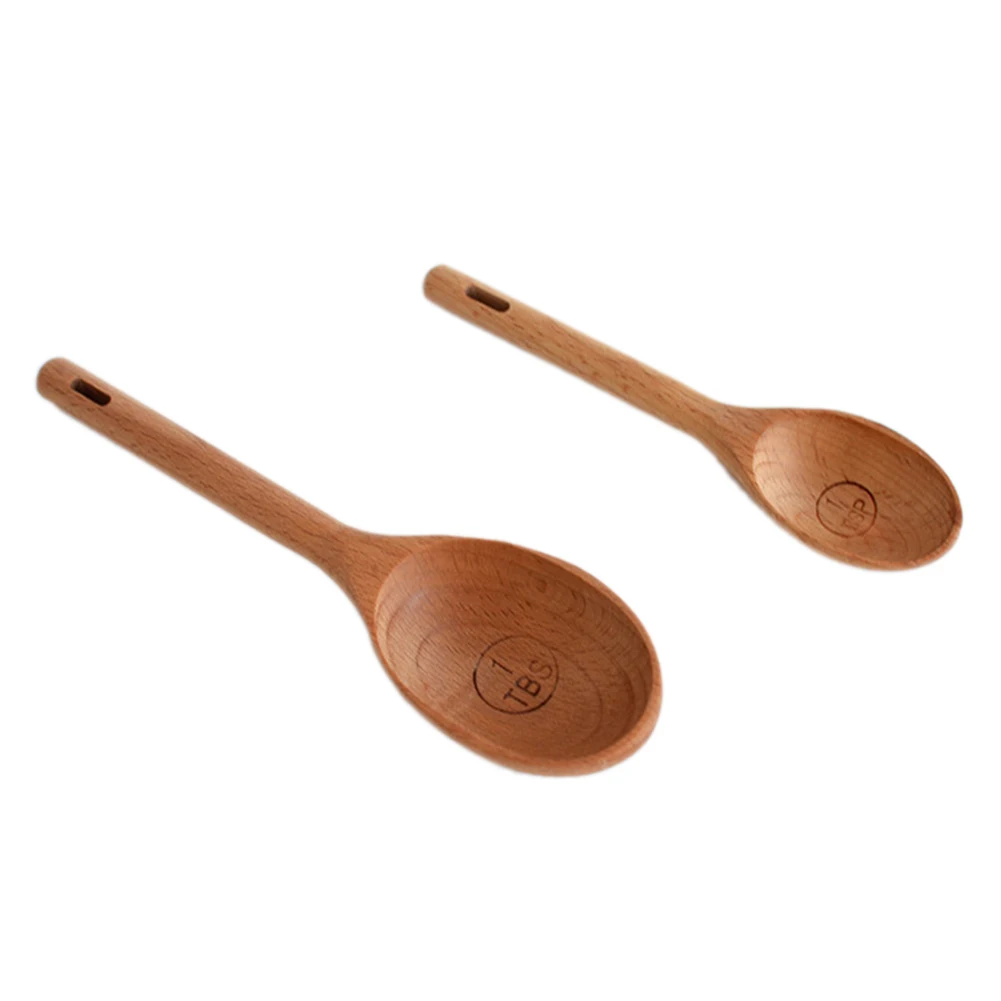 4pcs/set Wooden kitchen measuring spoons,measuring spoon set Cooking Utensil Tools Soup Teaspoon Tableware Honey Spoon Kitchen accessories