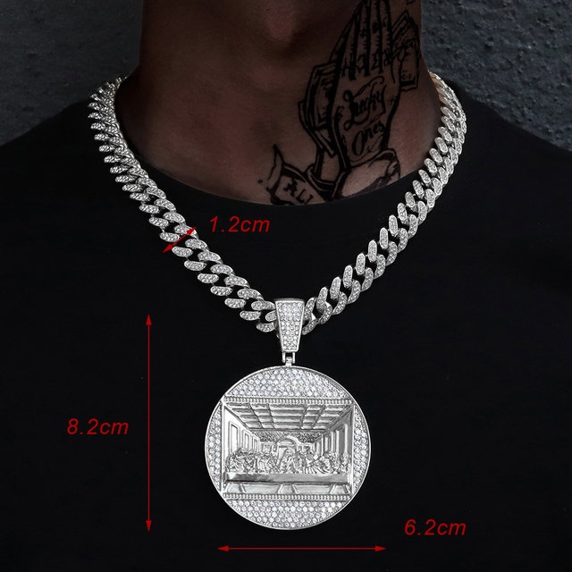 Cuban Necklace Iced Out Link Chain Game Controller Handle Pendant Necklace for Women Men Gold Color Hip Hop Jewelry