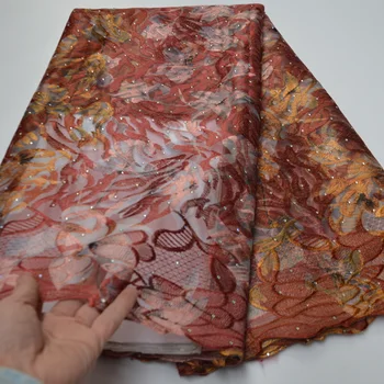 

10 colors (5yards/pc) Colorful embroidered African tulle lace fabric latest French net lace fabric for party dress FLP217