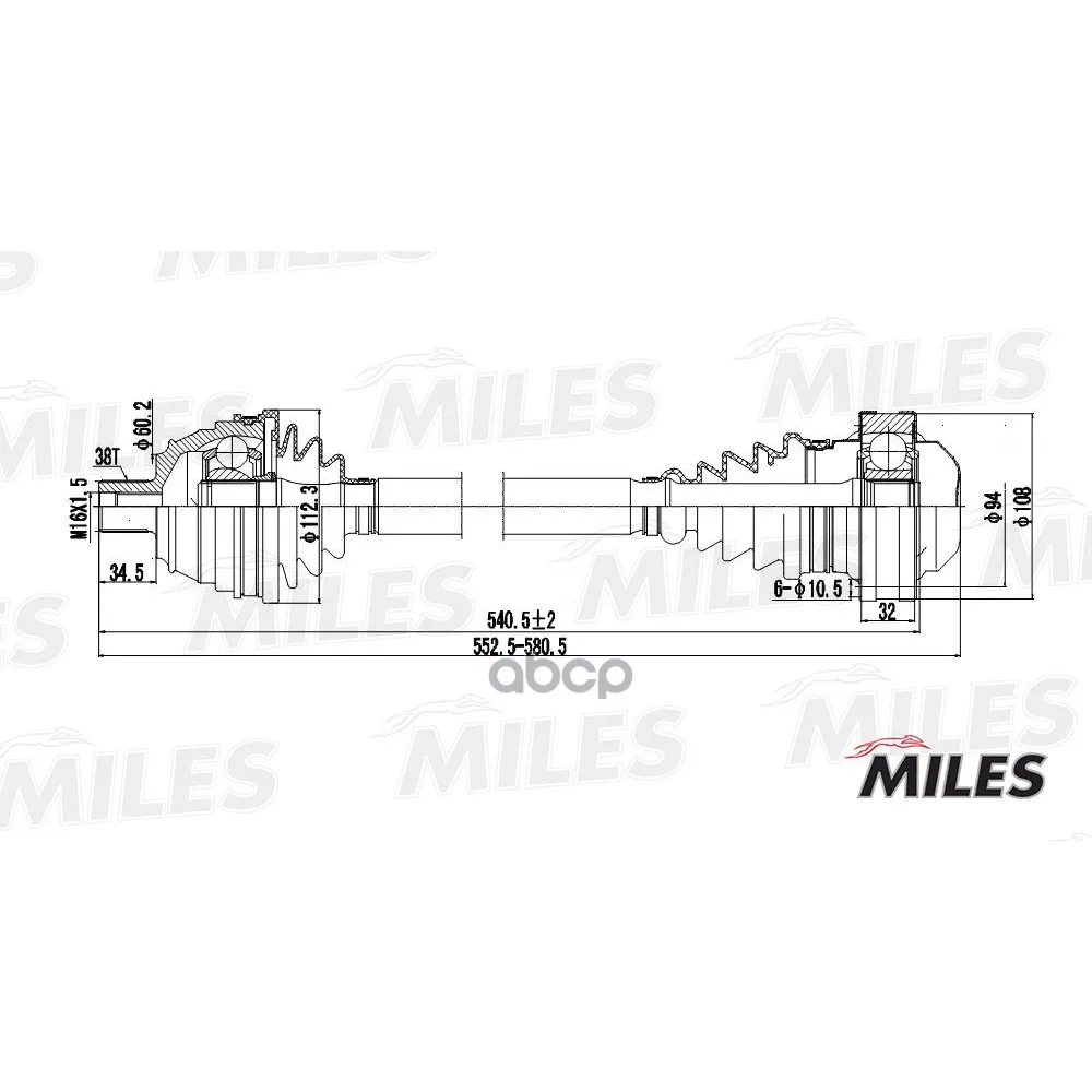Привод В Сборе Vw Transporter Iv 1.9d-2.8 90-03 Пер. Лев./Прав. Miles Gc00138 Miles арт. GC00138