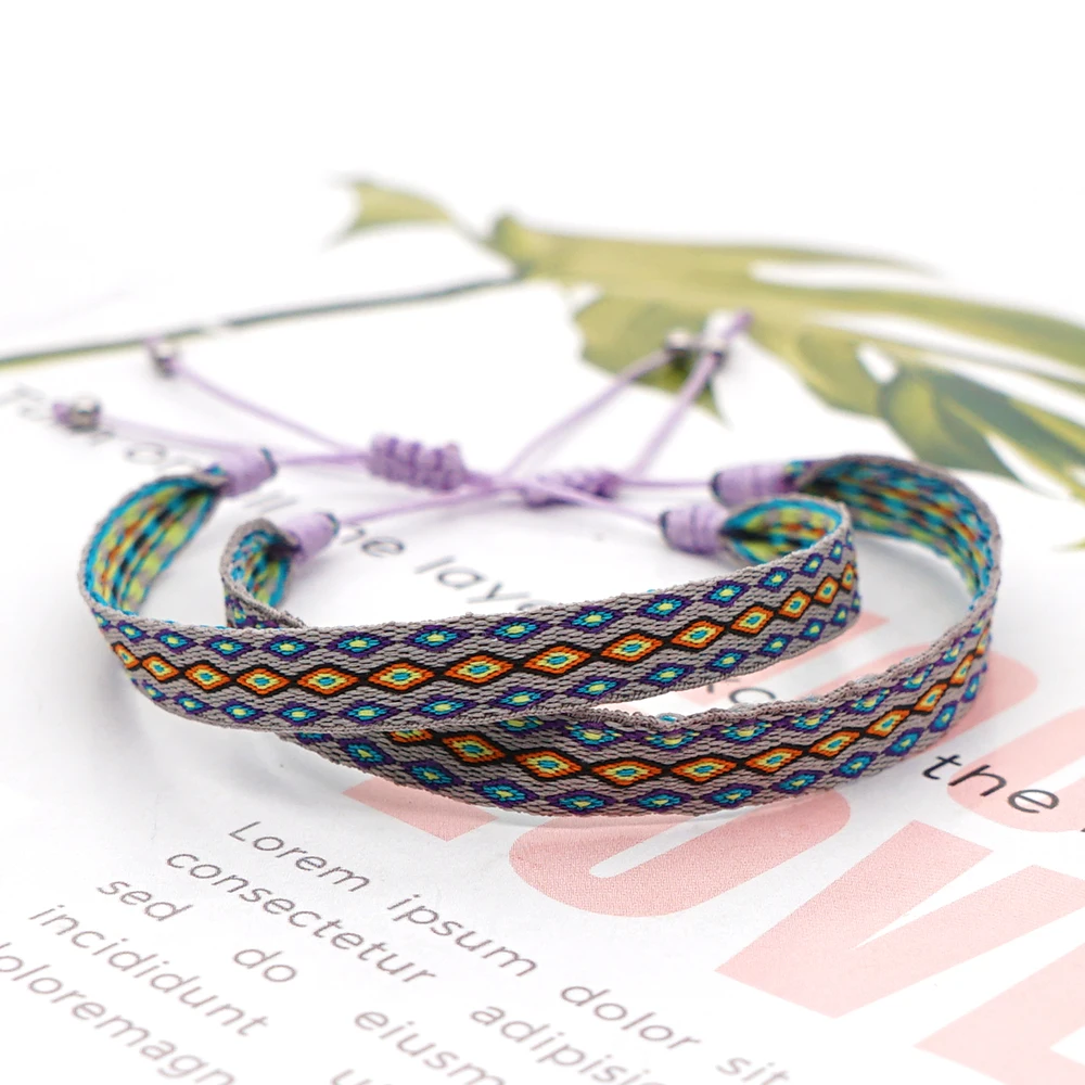 Boho Jewelry Braided Bracelet For Women Hand Weave Bohemian Pattern Friends Vintage Textile Pulseras Mujer bracelet jewelry