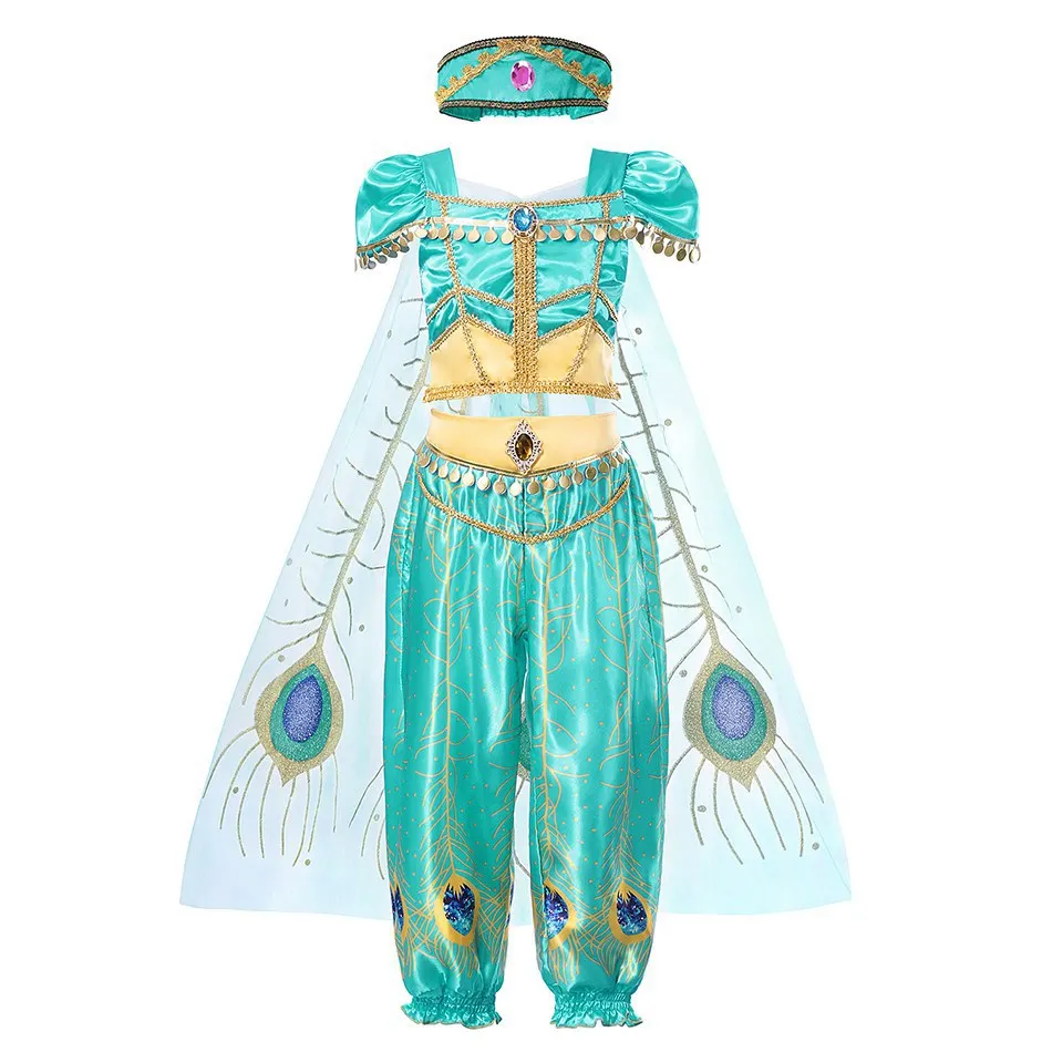 VOGUEON аравийская принцесса Аладдин, жасмин, нарядный костюм, Детские Вечерние платья на Хэллоуин с блестками для девочек, наряд для костюмированной вечеринки
