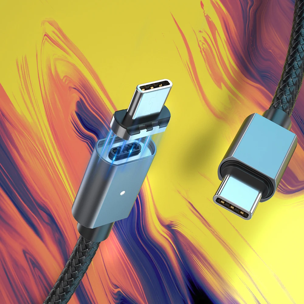 100 Вт PD Магнитный usb type C к USB C кабель для зарядного устройства USB-C type-C кабель Универсальный 5A кабель для быстрой зарядки и передачи данных для samsung Note 10 - Цвет: Черный