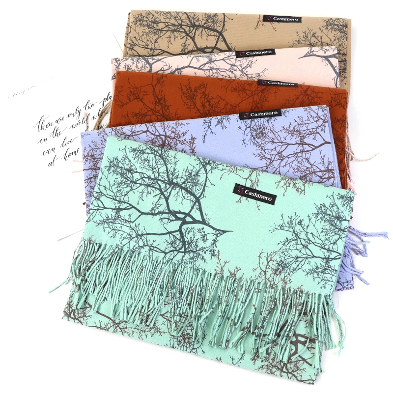 

New Women Winter Scarf Pure Cashmere Scarves Thick Neck Warm Headband Hijab Lady shawls Wraps Blanket Pashmina Female Echarpe