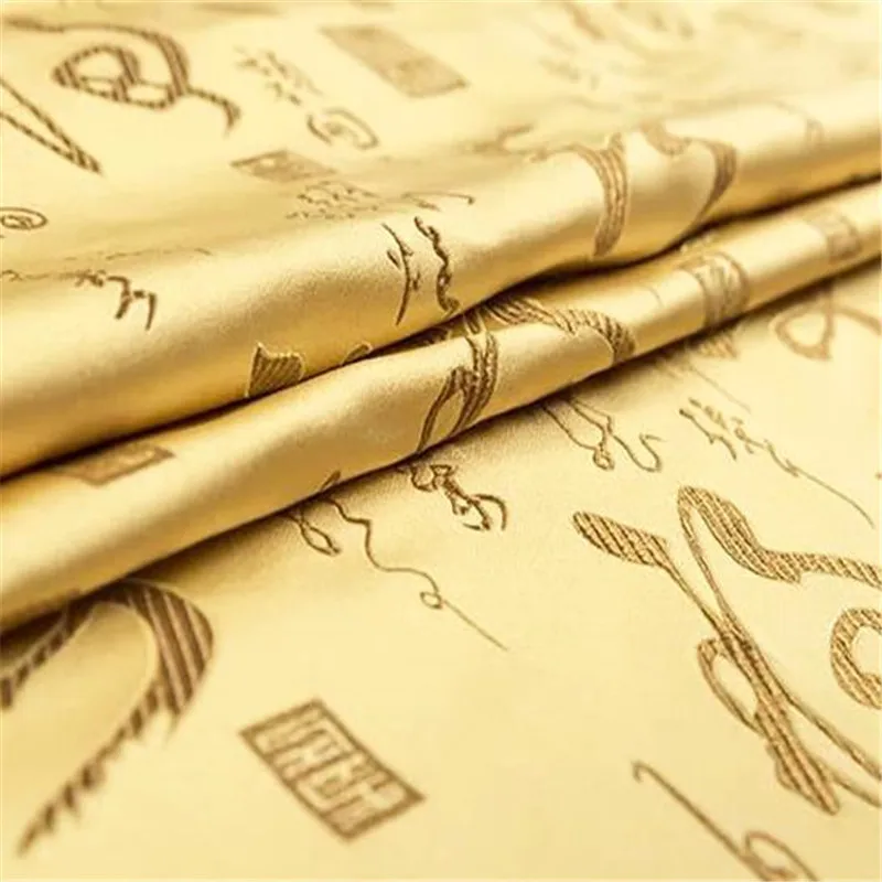 Полиэстер парча ткань Fukurokuju дизайн счастливый значение жаккард узор ткань для традиционного Мужчины Свадебный блейзер - Цвет: 1 gold