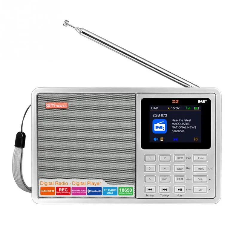 

GTMEDIA D2 2.4inch Bluetooth Battery Powered FM DAB Portable Radio Multi Band LCD Display Stereo Support Micro TF Card
