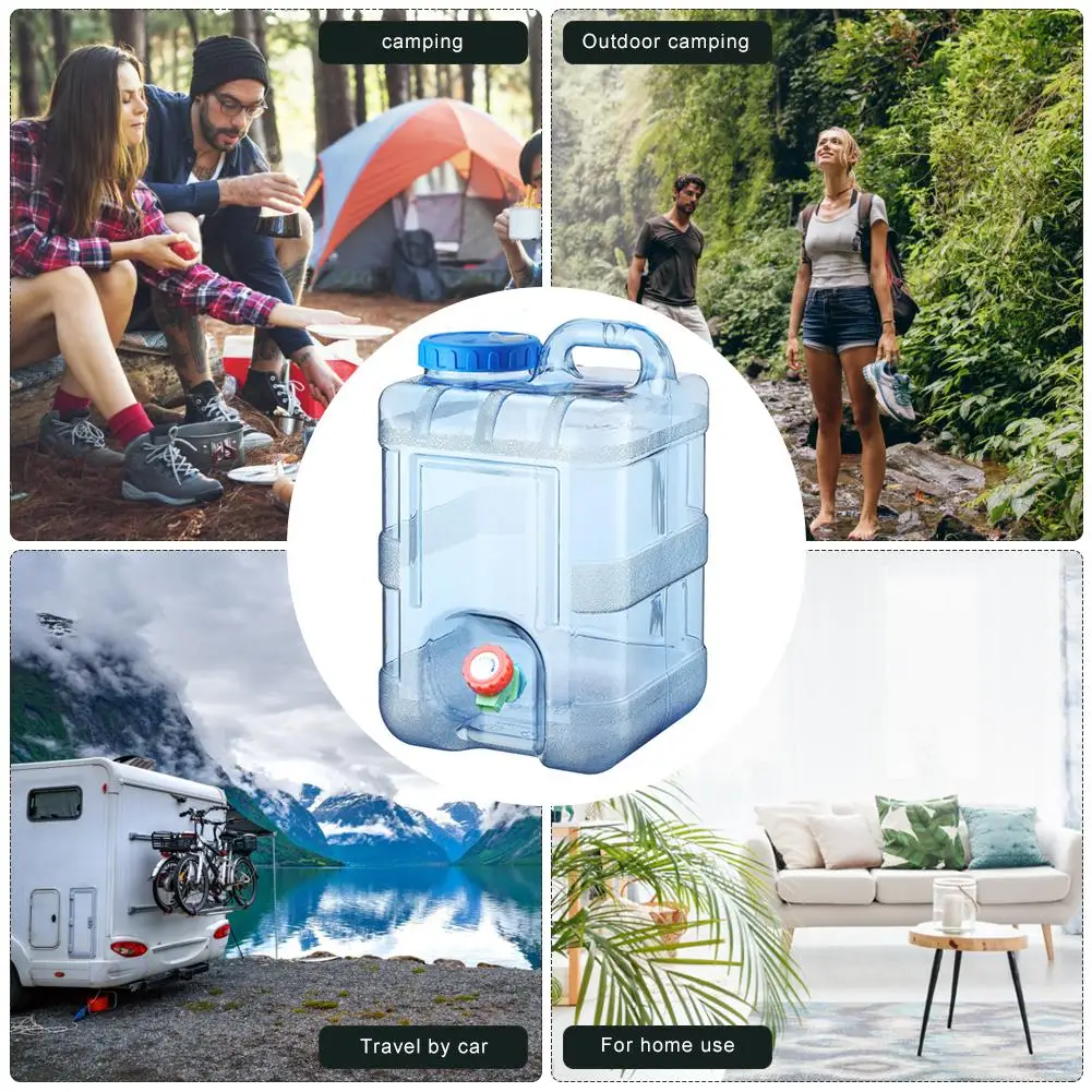 Portable Car Driving Water Bucket 10L PC Thickened Camping Water Tank Portable Water Container With Faucet For Camping Hiking