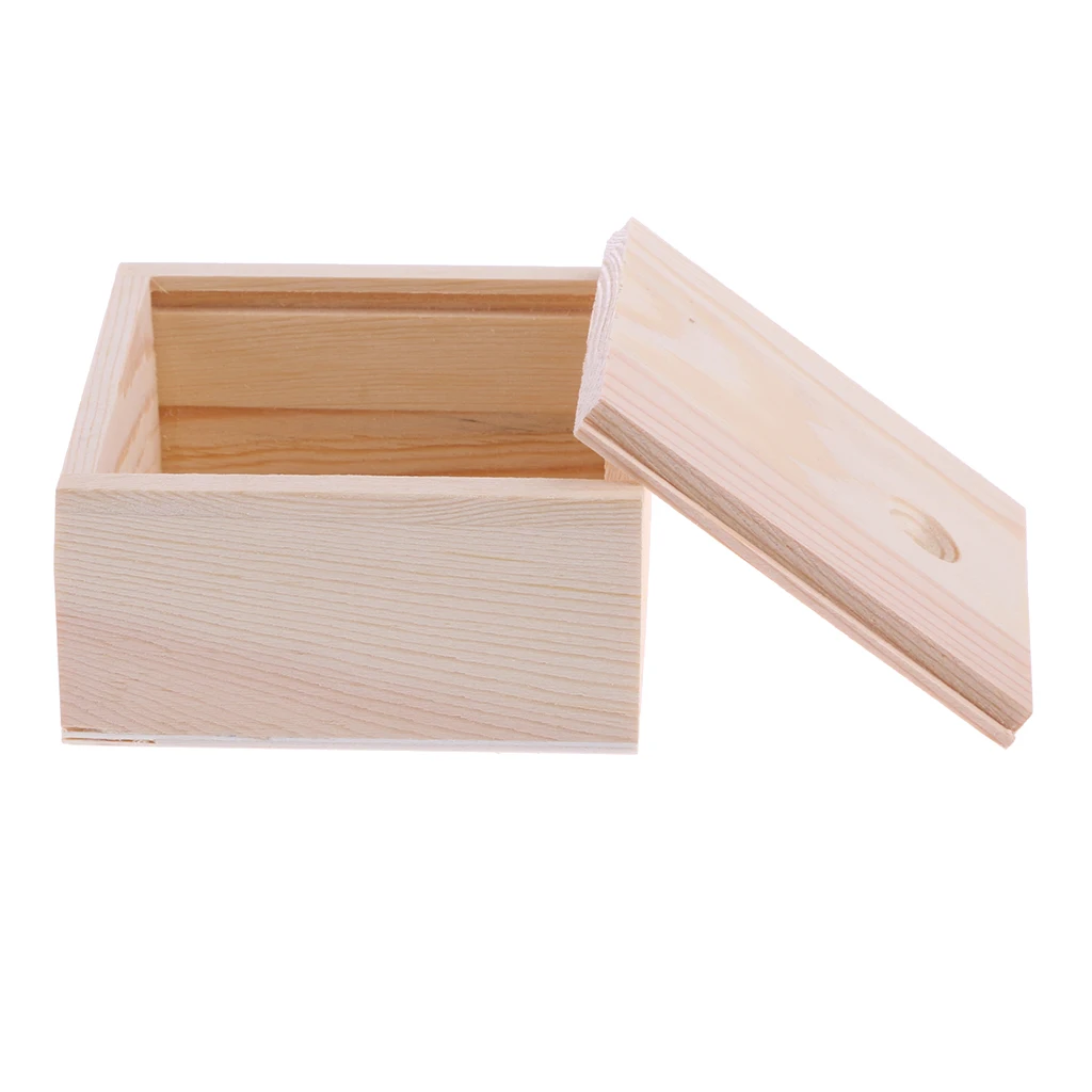 Decorative Boxes Wooden Box Jewelry Box Vintage Wood Handmade Box Wooden Unfinished Storage Box with Sliding Lid