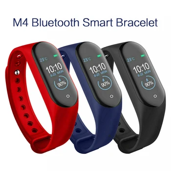 

M4 Smart Watch Bracelet Band Fitness Tracker Heart Rate Blood Pressure Messages Reminder Color Screen Sport Bracelet Band M4