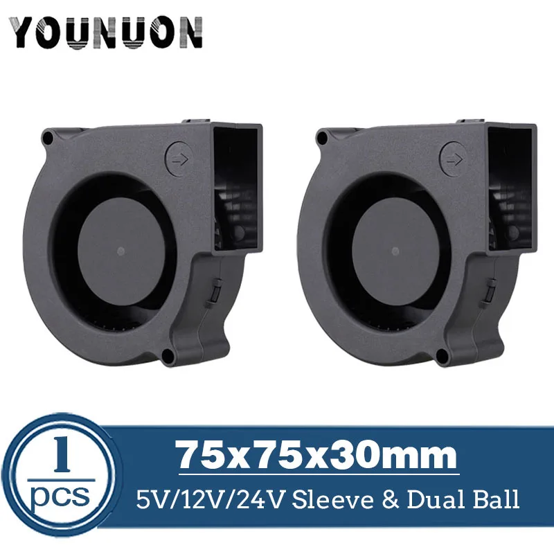 Dc 5V 12V 24V 75Mm X 30Mm Ventilatore Centrifugo Ventilatore 7530 7.5Cm Doppia Sfera Turbo Radiatore Ventilatore 75Mm Purificatore Dissipatore Di Calo