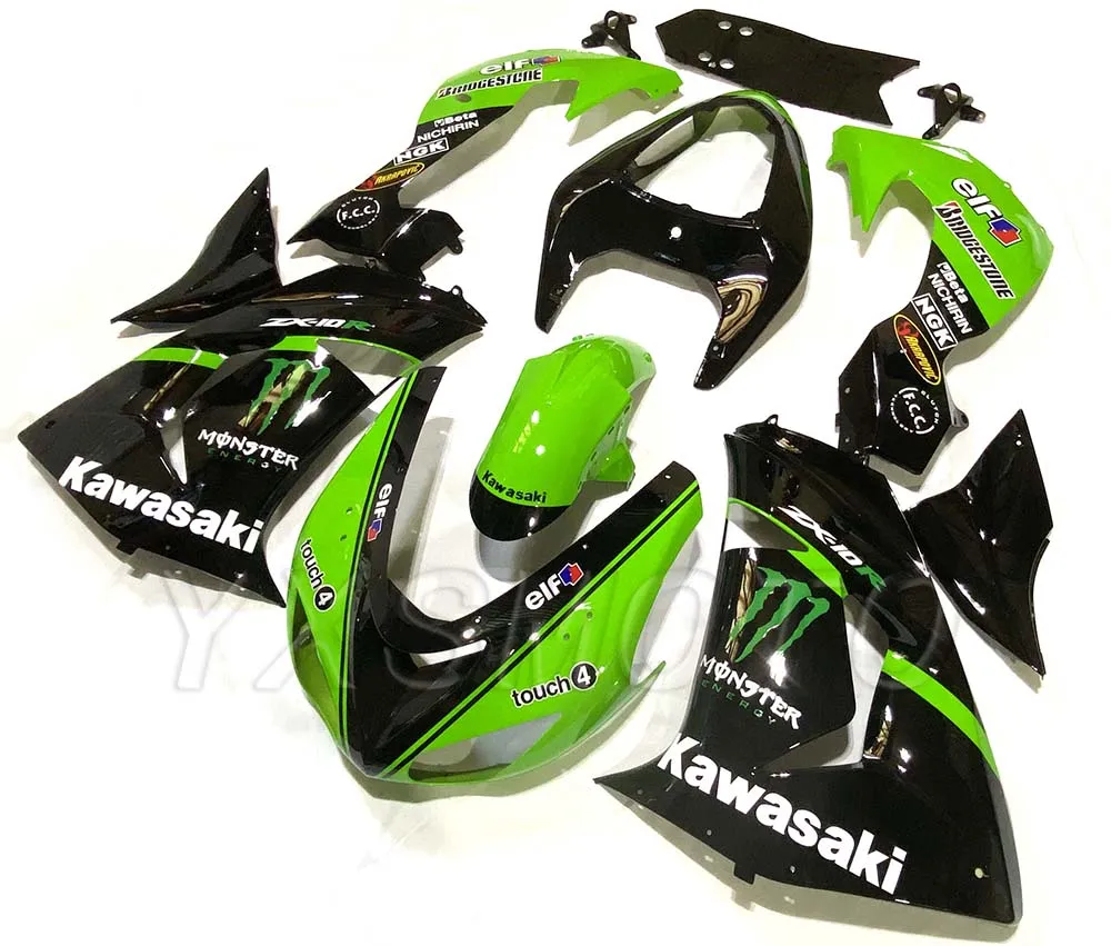 Абсолютно механический инжектор обтекателя комплект для kawasaki zx-10r 2006 2007 зелено-черный кузов Обтекатели ниндзя ZX 10R 06 07 - Цвет: Армейский зеленый