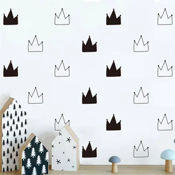 

14.8x21cm High Quality Bathroom Black/white Crown Pattern Cartoon Wallpaper Creative Wall Window Decoration#WY30
