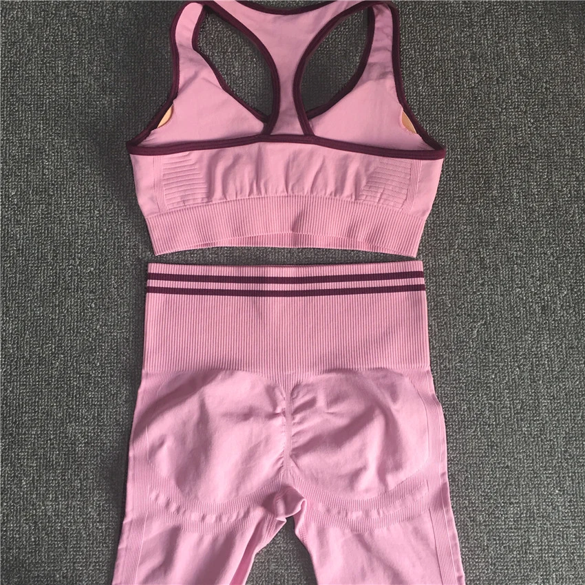 Winter Ombre Crop Tops Shirts Seamless Yoga Set Women Gym Workout Fitness Scrunch Squat Proof Leggings Active Suits 1/2PCS
