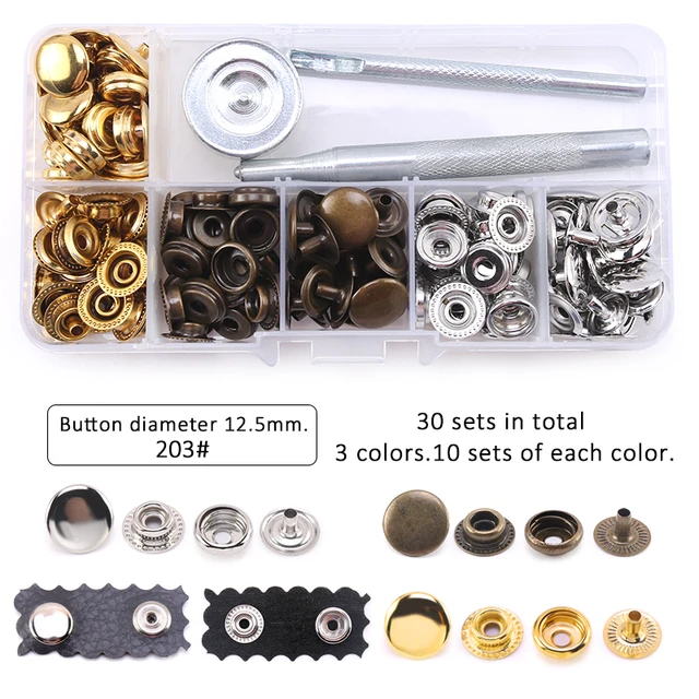 10 Sets 4 Colors Metal Snap Button Snap Fasteners Clothing Snaps