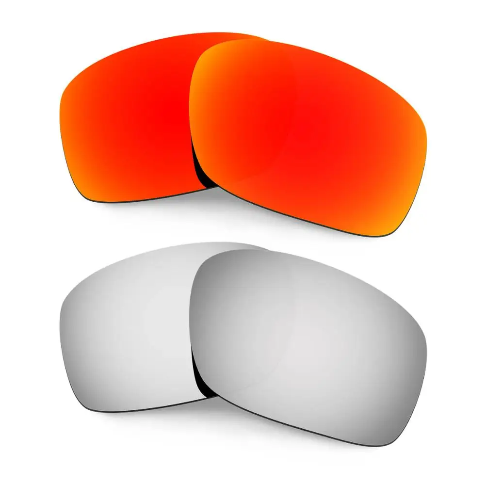 

HKUCO For Scalpel Sunglasses Replacement Polarized Lenses 2 Pairs - Red&Silver