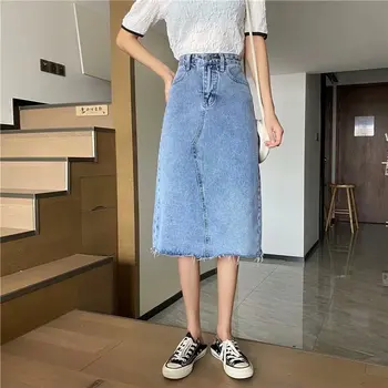 

Female Ladies Jeans Skirt 2020 Autumn New Arrival Fashion Womens A Line Cotton Skirt Denim Skirt