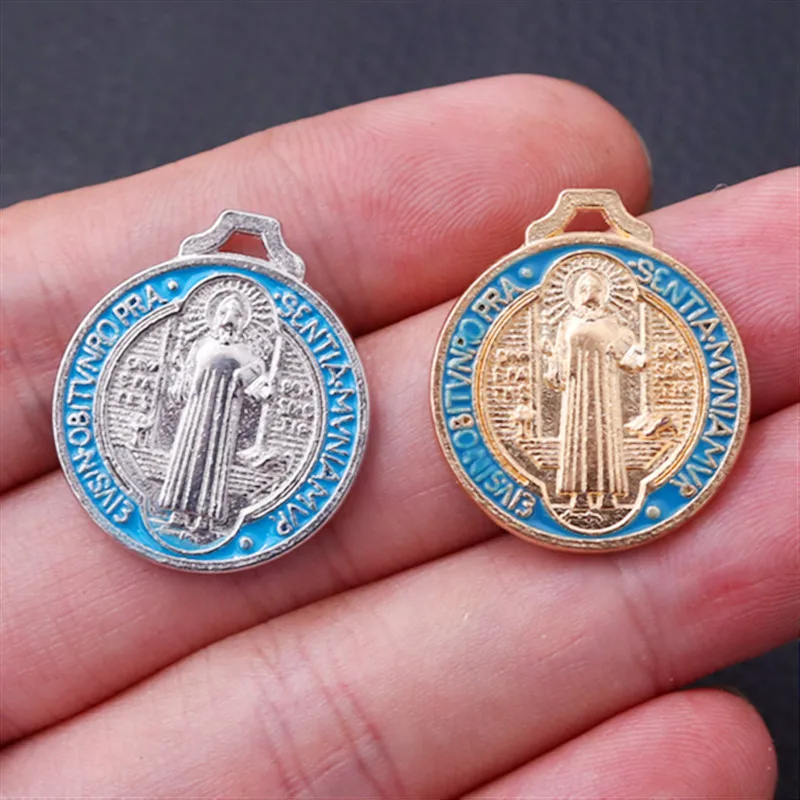 50 Pieces Religious Multicolor Saint Benedict Medal Catholic Gold Plated SB  Medal Coin San Benito Gift