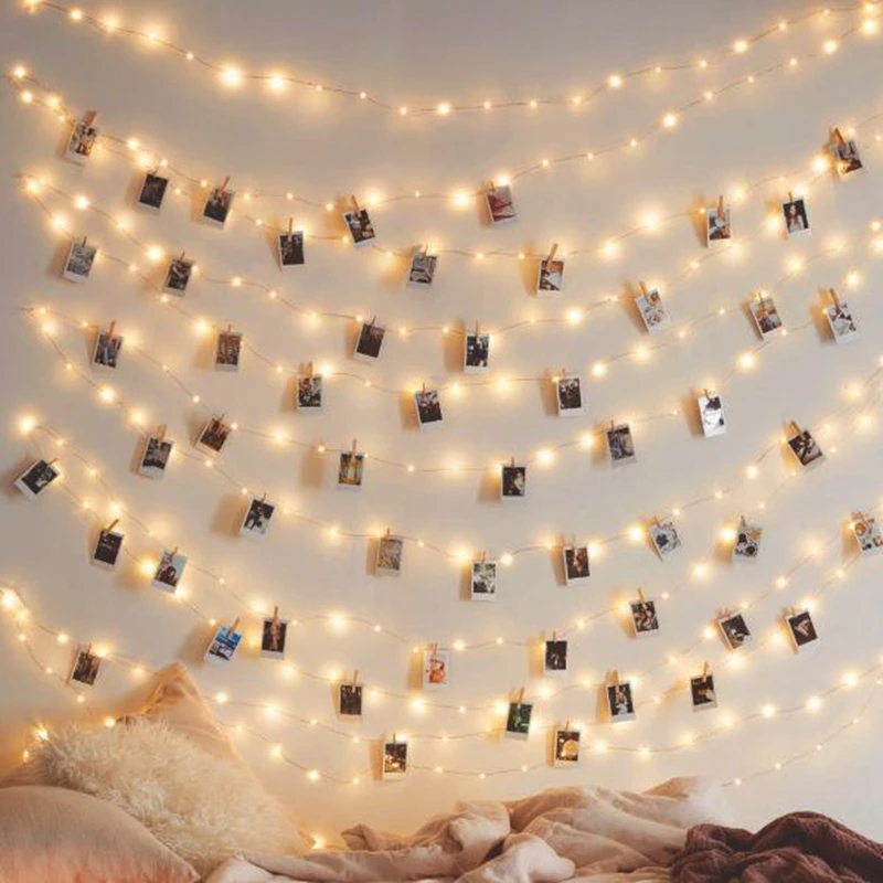 

2M/5M/10M Photo Clip LED String Garland Lights Fairy Lights Outdoor Battery/USB Operated Christmas Decoration Party Wedding Bar