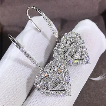Huitan Cubic Zirconia Heat Shape Women Drop Earrings Wedding Engagement Jewelry Shine Girl Fashion Earrings Hot DropShipping