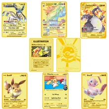 Jeu de cartes Pokemon en métal anglais français, carte de combat or, dessin animé, Collection d'action Charizard Pikachu, modèle de jouets pour enfants